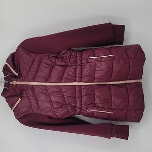 Girls Michael Kors Quilted Puffer Jacket Hooded Insulated Red 4